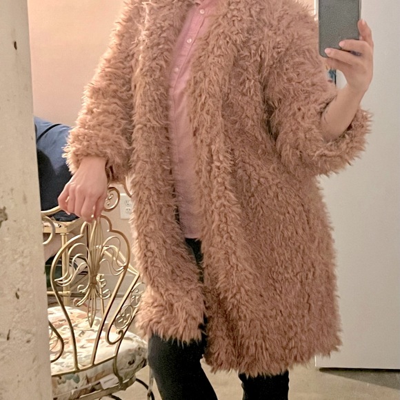 Wild Fable Faux Fur Coat in dusty-rose pink. - Picture 12 of 16